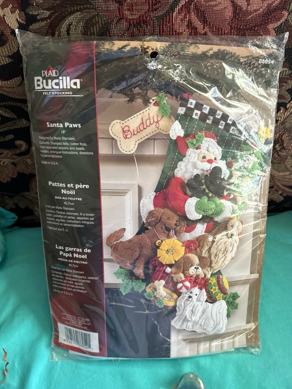 Bucilla Santa Paws Felt Stocking Kit - Red, Green, White, Black 86054